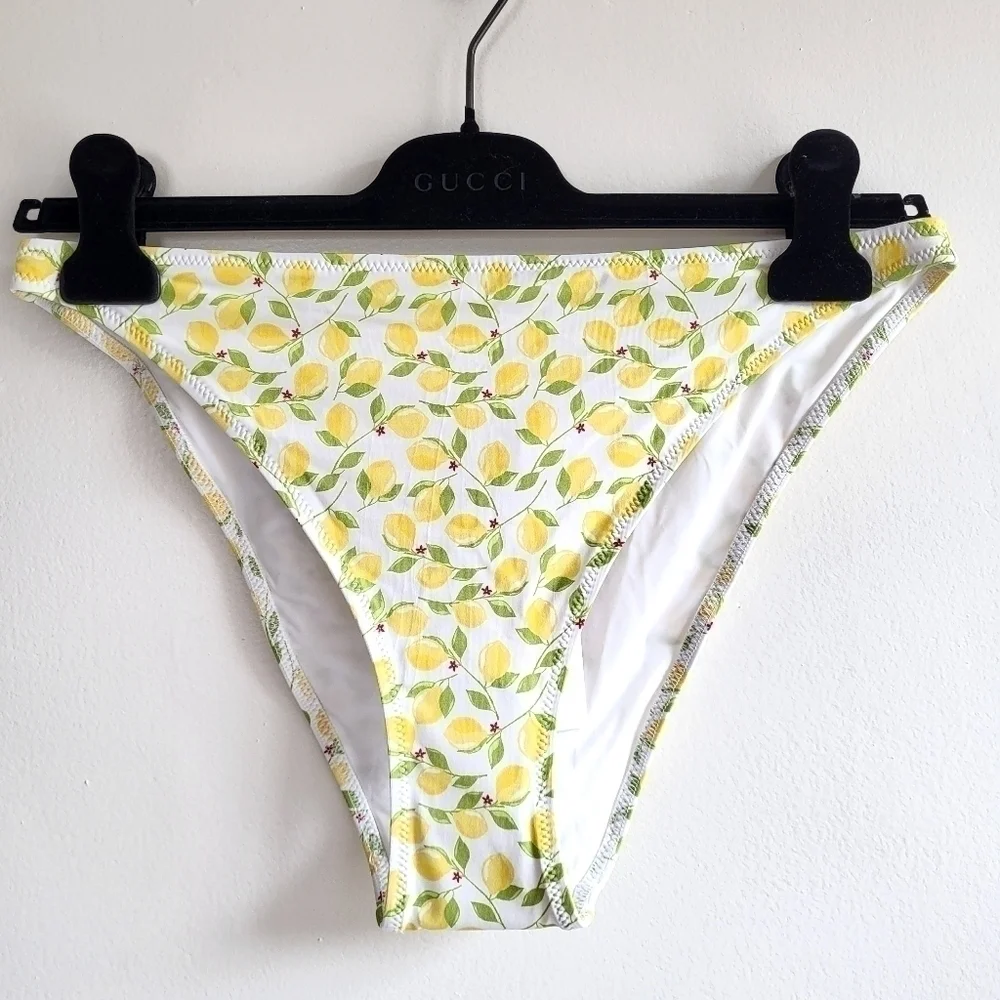 New Solid & Striped The Tati High Waisted Lemon Print Swim Bikini Bottoms NWT XL
